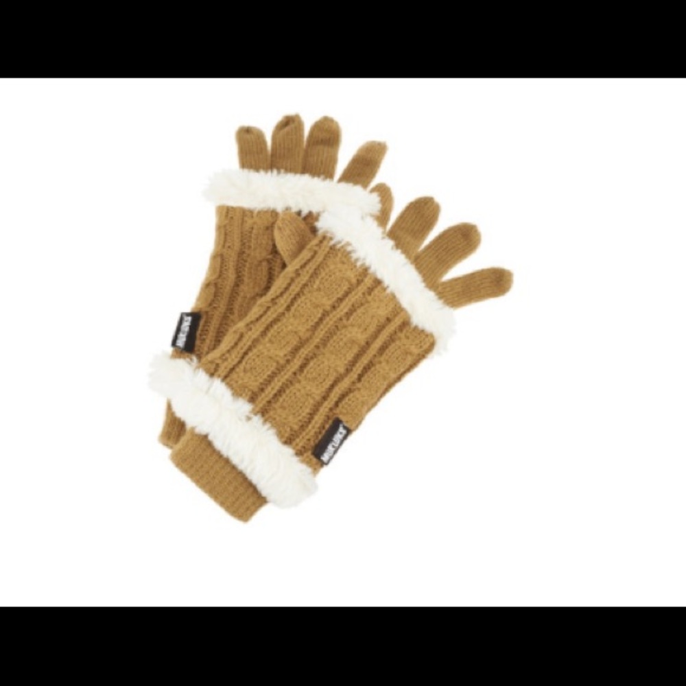 MUK LUKS knit gloves with faux fur NEW